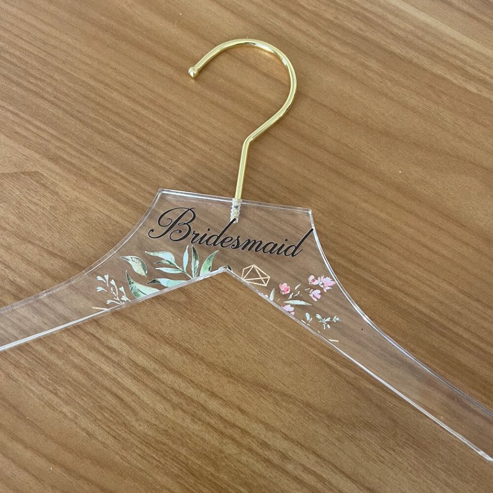 "Bridesmaid" Acrylic Hangers for Weddings (2)